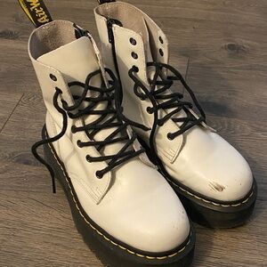 Dr. Martens White Leather Platform Boots
